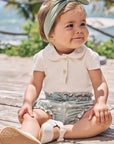 Conjunto de Body em Suedine com Shorts em Molecotton e Faixa em Meia Malha 97005 Infanti Bebê Menina