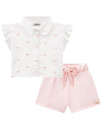 Conjunto de Camisa Boxy em Tricoline e Shorts em Alfaiataria Twill 85287 Infanti Infantil Menina