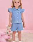 Conjunto de Camisa com Shorts em Light Chambray 84152 Infanti Bebê Menina
