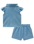 Conjunto de Camisa com Shorts em Light Chambray 84152 Infanti Bebê Menina