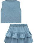Conjunto de Camisa e Saia em Jeans 97205 Infanti Infantil Menina