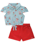 Conjunto de Camisa em Visco Twill com Shorts em Sarja com Elastano 83953 Infanti Bebê Menina
