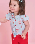 Conjunto de Camisa em Visco Twill com Shorts em Sarja com Elastano 83953 Infanti Bebê Menina