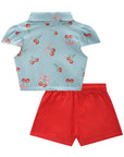 Conjunto de Camisa em Visco Twill com Shorts em Sarja com Elastano 83953 Infanti Bebê Menina