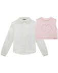 Conjunto de Camisa em Viscose e Colete em Tricot Prime 88442 Infanti Infantil Menina