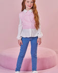 Conjunto de Camisa em Viscose e Colete em Tricot Prime 88442 Infanti Infantil Menina