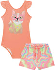 Conjunto de Maiô em Malha UV Dry Proteçã 50+ com Shorts em Malha Atoalhada 88911 Infanti Infantil Menina