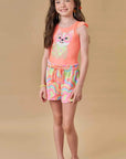 Conjunto de Maiô em Malha UV Dry Proteçã 50+ com Shorts em Malha Atoalhada 88911 Infanti Infantil Menina