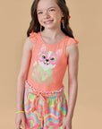 Conjunto de Maiô em Malha UV Dry Proteçã 50+ com Shorts em Malha Atoalhada 88911 Infanti Infantil Menina
