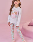 Conjunto de Pijama de Blusa e Calça Legging em Malha Comfy 89639 Infanti Infantil Menina