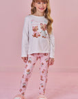Conjunto de Pijama de Blusa e Calça Legging em Malha Comfy 92403 Infanti Infantil Menina
