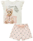 Conjunto de Pijama de Blusa e Shorts em Malha Fresh 96003 Infanti Infantil Menina