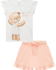 Conjunto de Pijama de Blusa em Malha Comfy com Shorts em Meia Malha 96028 Infanti Infantil Menina