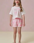 Conjunto de Pijama de Blusa em Malha Fresh com Shorts em Malha Comfy 96036 Infanti Infantil Menina