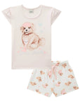 Conjunto de Pijama de Blusa em Malha Fresh e Shorts em Malha Comfy 84160 Infanti Infantil Menina