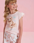 Conjunto de Pijama de Blusa em Malha Fresh e Shorts em Malha Comfy 84160 Infanti Infantil Menina