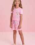 Conjunto de Pijama de Blusa em Meia Malha com Shorts e Malha Comfy 84161 Infanti Infantil Menina