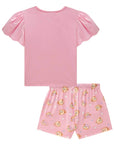Conjunto de Pijama de Blusa em Meia Malha com Shorts e Malha Comfy 84161 Infanti Infantil Menina