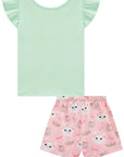 Conjunto de Pijama de Blusa em Meia Malha com Shorts em Malha Comfy 96040 Infanti Infantil Menina