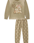 Conjunto de Pijama de Blusão e Calça em Malha Persa 91780 Infanti Infantil Menina
