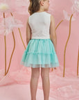 Conjunto de Regata Cropped em Canelado Liz e Saia em Tule. Com Shorts Embutido 83986 Infanti Infantil Menina