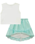Conjunto de Regata Cropped em Canelado Liz e Saia em Tule. Com Shorts Embutido 83986 Infanti Infantil Menina