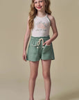 Conjunto de Regata em Canelado Liz com Shorts em Molevisco 96413 Infanti Infantil Menina