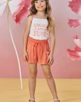 Conjunto de Regata em Ribana Canelada com Shorts em Viscose com Elastano 85467 Infanti Infantil Menina