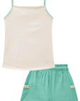 Conjunto de Regata em Ribana Canelada com Shorts em Viscose com Elastano 85467 Infanti Infantil Menina