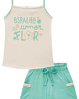 Conjunto de Regata em Ribana Canelada com Shorts em Viscose com Elastano 85467 Infanti Infantil Menina
