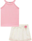 Conjunto de Regata em Soft Line e Shorts em Sarja com Elastano. Acompanha Presilha 95373 Infanti Infantil Menina