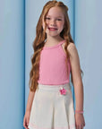 Conjunto de Regata em Soft Line e Shorts em Sarja com Elastano. Acompanha Presilha 95373 Infanti Infantil Menina