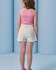 Conjunto de Regata em Soft Line e Shorts em Sarja com Elastano. Acompanha Presilha 95373 Infanti Infantil Menina