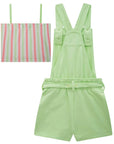 Conjunto de Top em Ribana Fancy e Jardineira em Moletom 83514 Infanti Infantil Menina