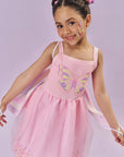 Fantasia de Borboleta (Vestido em Malha UV e Tule Brilho - Acompanha Asa) 85891 Kukiê Infantil Menina