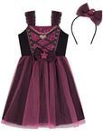 Fantasia de Bruxinha (Vestido em Malha UV e Tule Brilho - Acompanha Arco) 85888 Kukiê Infantil Menina