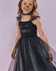 Fantasia de Gatinha (Vestido em Fly Tech Tule e Malha Brilho) 85882 Kukiê Infantil Menina