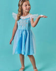 Fantasia de Princesa Do Gelo em Fly Tech e Tule Glitter. Acompanha Tiara 85751 Infanti Infantil Menina