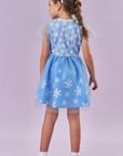 Fantasia de Princesa Do Gelo (Vestido em Malha UV e Tule Brilho - Acompanha Arco) 85886 Kukiê Infantil Menina