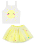 Fantasia de Sol (Blusa Cropped em Fly Tech e Saia em Tule) 88571 Kukiê Infantil Menina