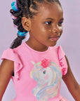 Fantasia de Unicórnio (Vestio em Malha UV Nylon e Organza) 85885 Kukiê Infantil Menina