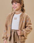 Jaqueta Bomber em Pelo Carneirinho Bordado 90935 Infanti Infantil Menina