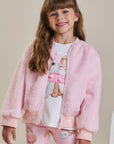Jaqueta Bomber em Pelo Liso 89765 Infanti Infantil Menina