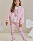 Jaqueta Bomber em Pelo Liso 89765 Infanti Infantil Menina