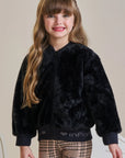 Jaqueta Bomber em Pelo Liso 89765 Infanti Infantil Menina