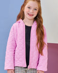 Jaqueta Reversível em Nylon Matelassê de Coração e Malha Comfy 92159 Infanti Infantil Menina
