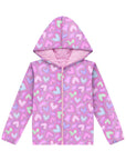 Jaqueta Reversível em Nylon Matelassê de Coração e Malha Comfy 92159 Infanti Infantil Menina