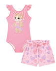 Maiô em Malha UV Dry com Proteção UV 50+ com Shorts em Malha Atoalhada 87793 Infanti Infantil Menina