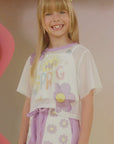 Trio de Top em Canelado Blusa Boxy em Tela e Shorts em Moletom 83121 Infanti Infantil Menina