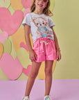 Shorts em Moletom sem Pelúcia 86587 Infanti Infantil Menina